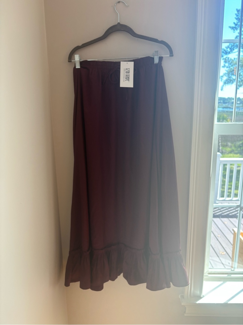 12th Tribe Burgundy Ruffle-Hem Maxi Skirt & Matching Cami